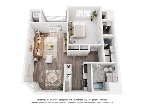 a 1 bedroom floor plan with a bathroom and a living room